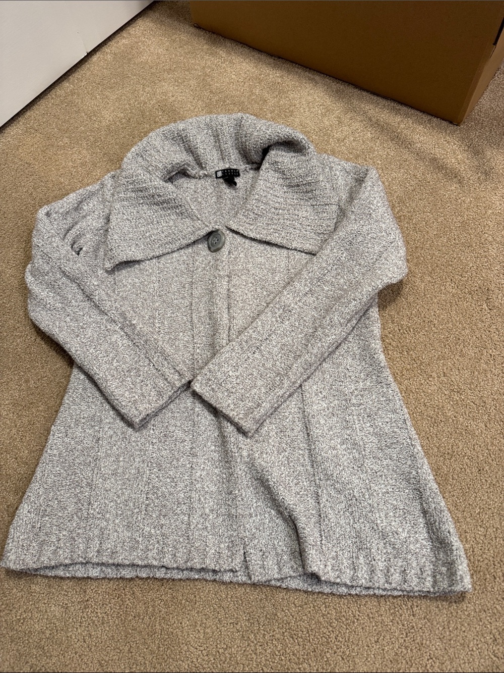 Carole Little Gray Button-Front Knit Cardigan